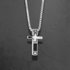 Edelstahl Halskette, beweglicher Kreuzanhänger mit Karbon, silberfarben